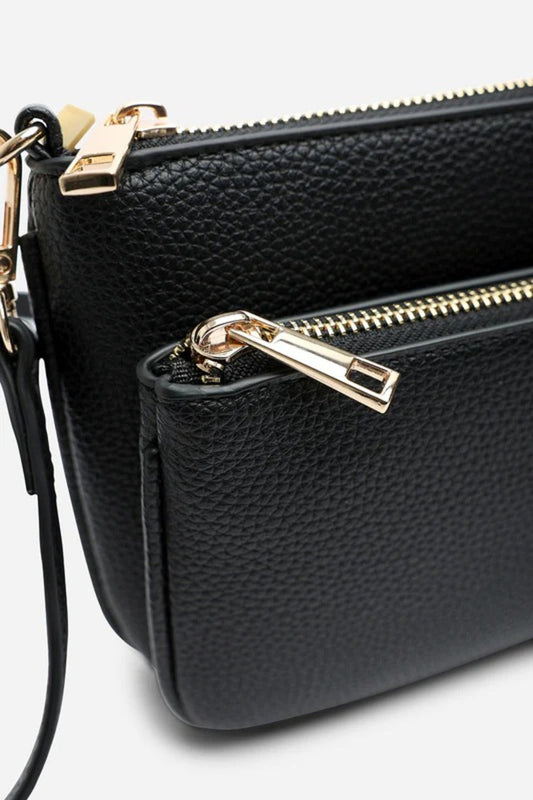 Bolso bandolera de doble cremallera en color negro – Maizob