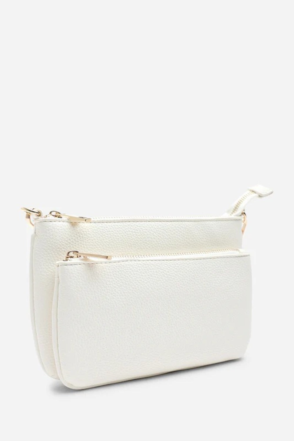 Bolso bandolera de doble cremallera en color blanco – Maizob