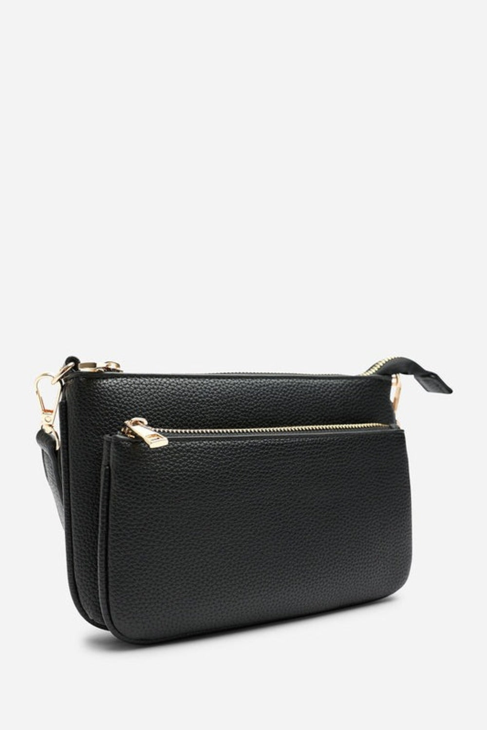 Bolso bandolera de doble cremallera en color negro – Maizob