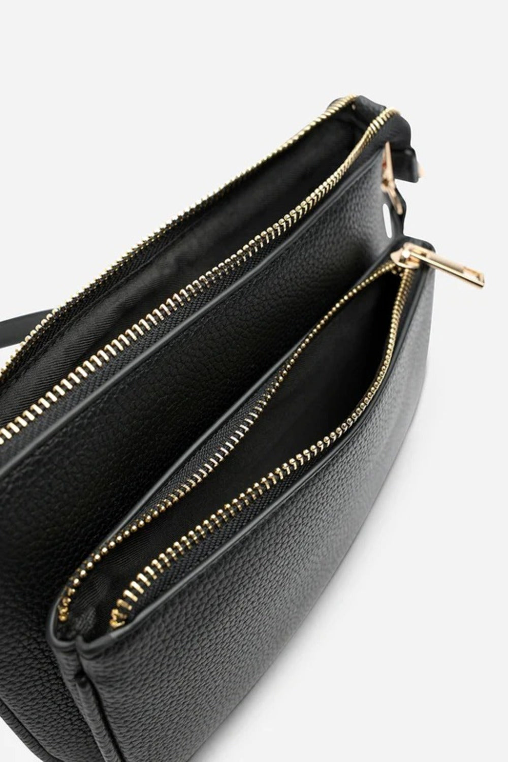 Bolso bandolera de doble cremallera en color negro – Maizob
