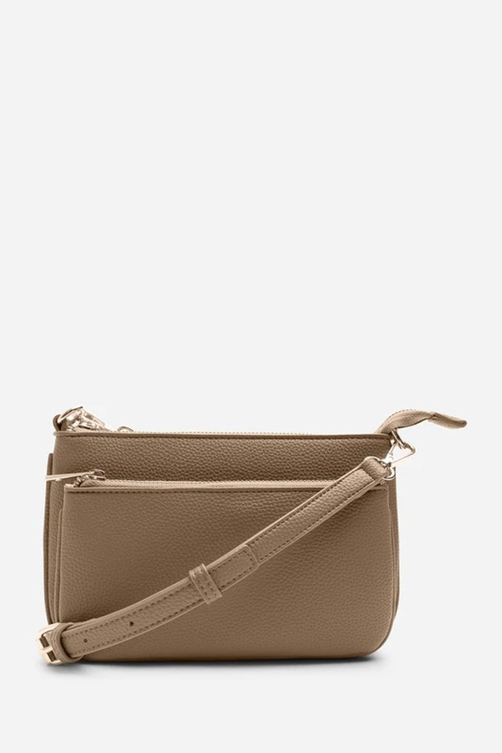 Bolso bandolera de doble cremallera en color camel – Maizob