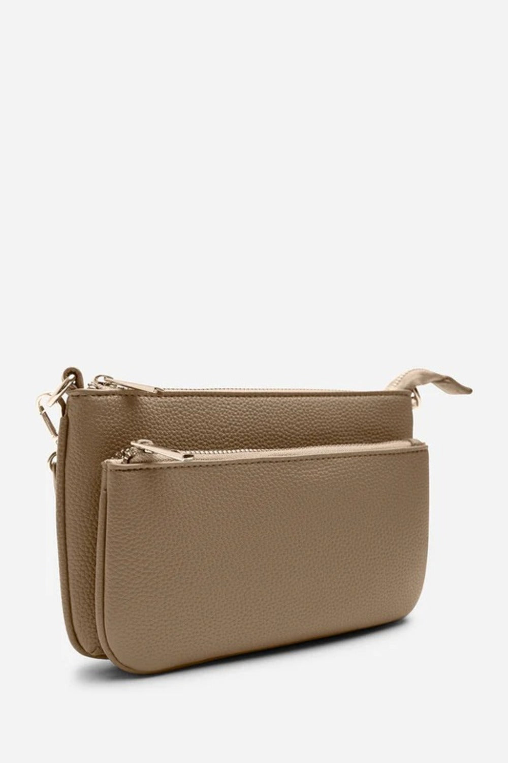 Bolso bandolera de doble cremallera en color camel – Maizob