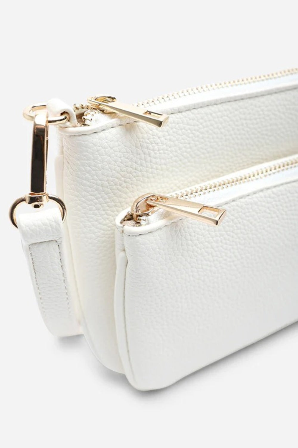 Bolso bandolera de doble cremallera en color blanco – Maizob