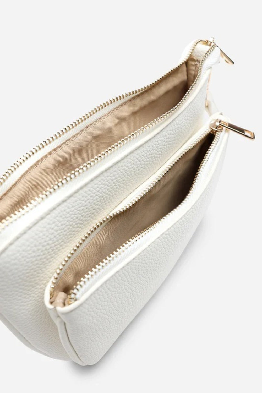 Bolso bandolera de doble cremallera en color blanco – Maizob