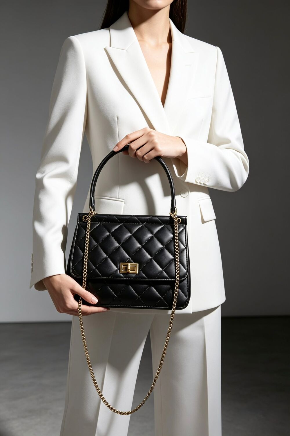 Bolso bandolera acolchado premium Maizob en color negro