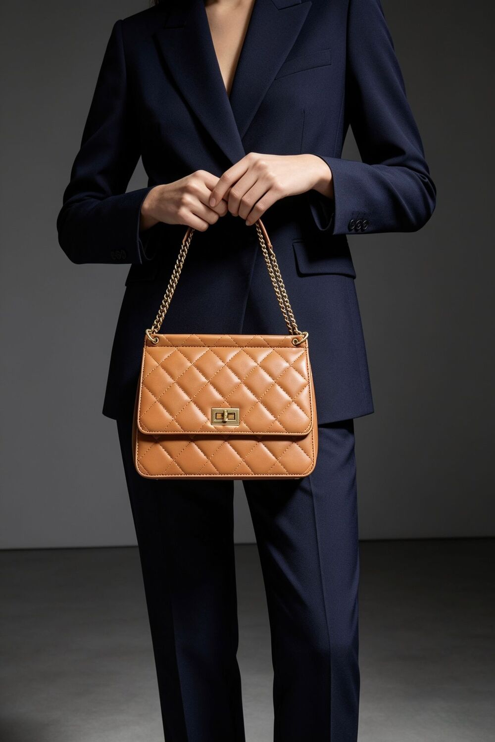 Bolso bandolera acolchado premium Maizob en color camel