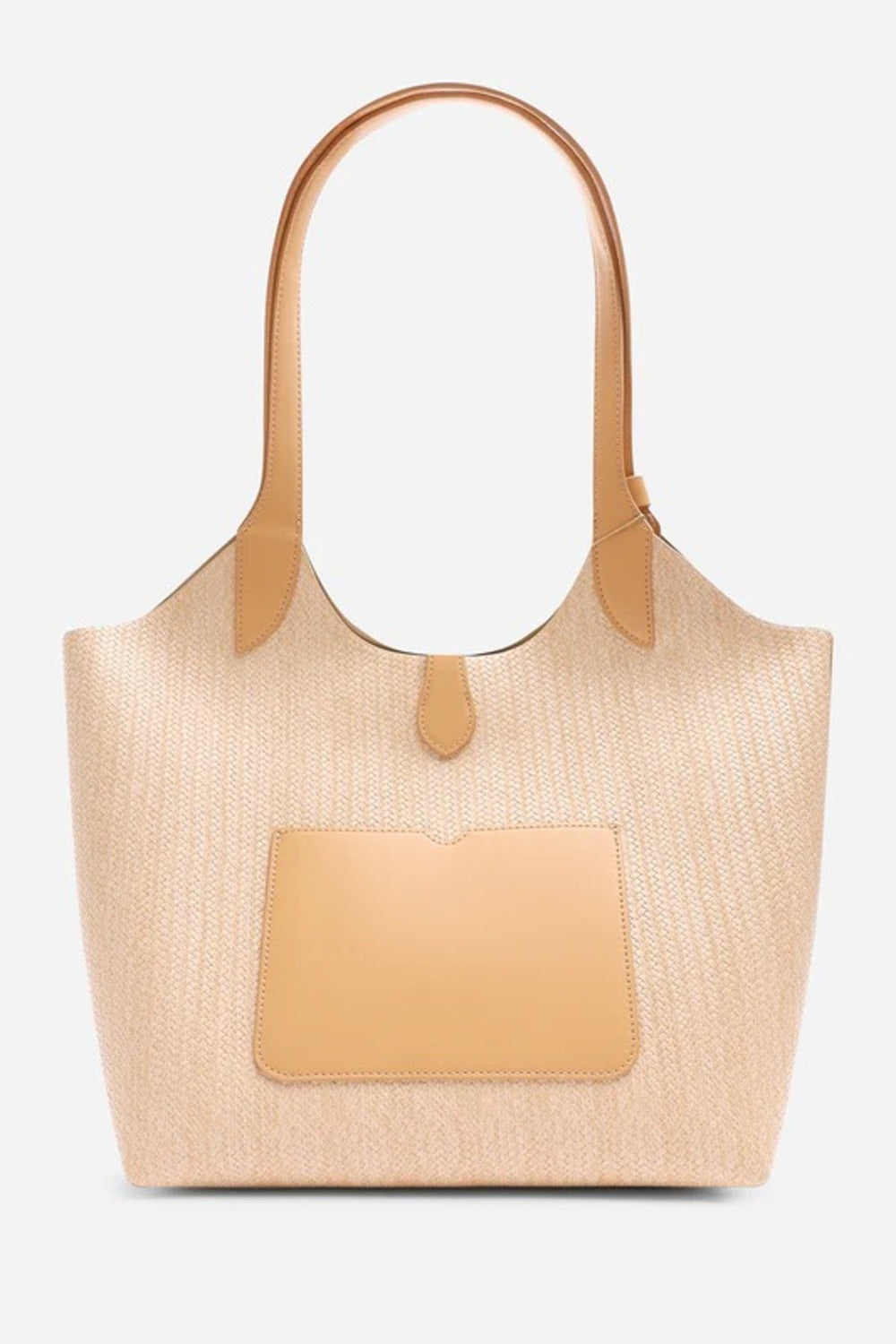 Bolso de hombro de rafia tejida con bolsillo frontal en contraste – Maizob