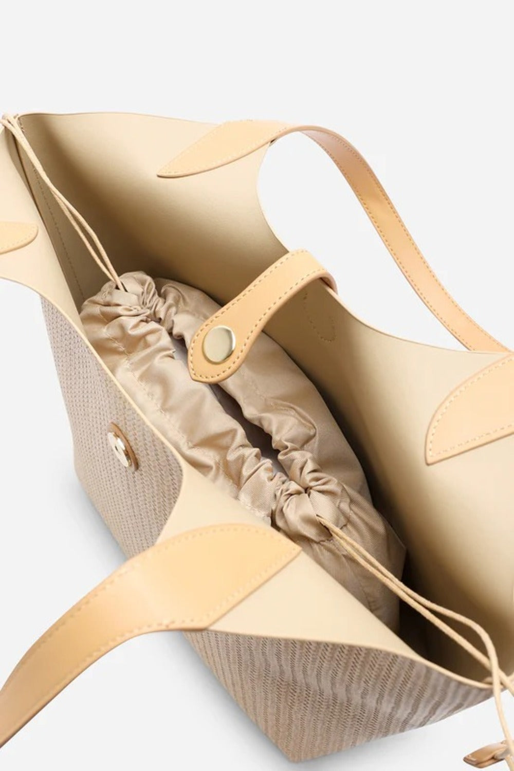 Bolso de hombro de rafia tejida con bolsillo frontal en contraste – Maizob