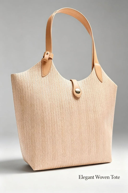 Bolso de hombro de rafia tejida con bolsillo frontal en contraste – Maizob